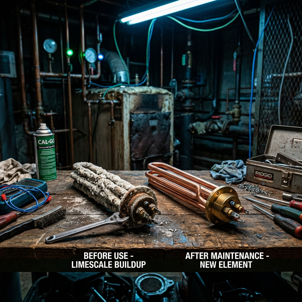 Boyler rezistansı bakım - kireç temizliği öncesi ve sonrası